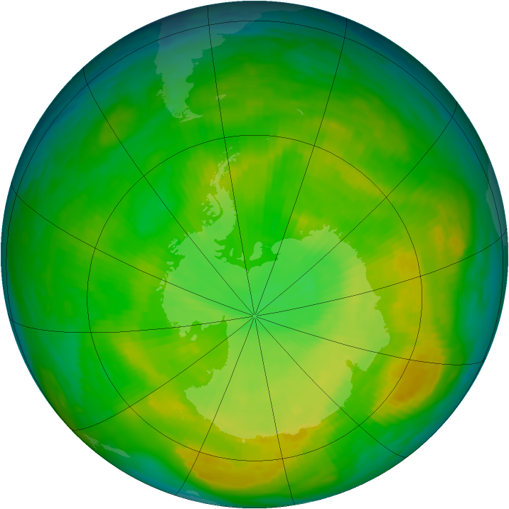Antarctic ozone map for 11 December 1980